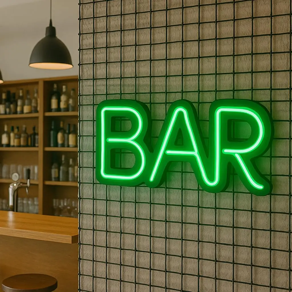 Placa Decorativa Luminoso Letreiro Bar Neon Led Verde - 1