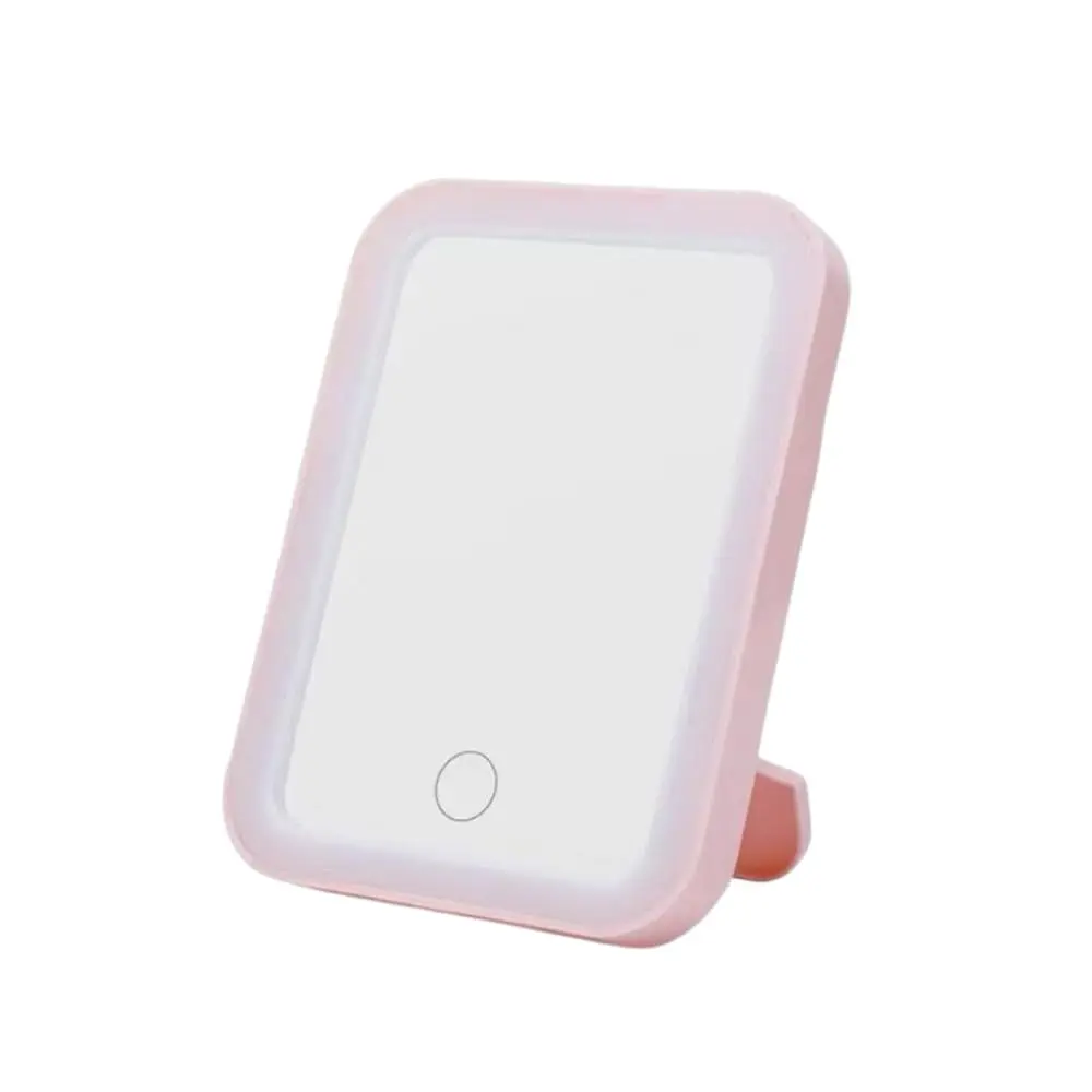 Espelho Maquiagem Com Touch E Borda Luz De Led Mesa Espelho Facial Portátil (Rosa) - 1