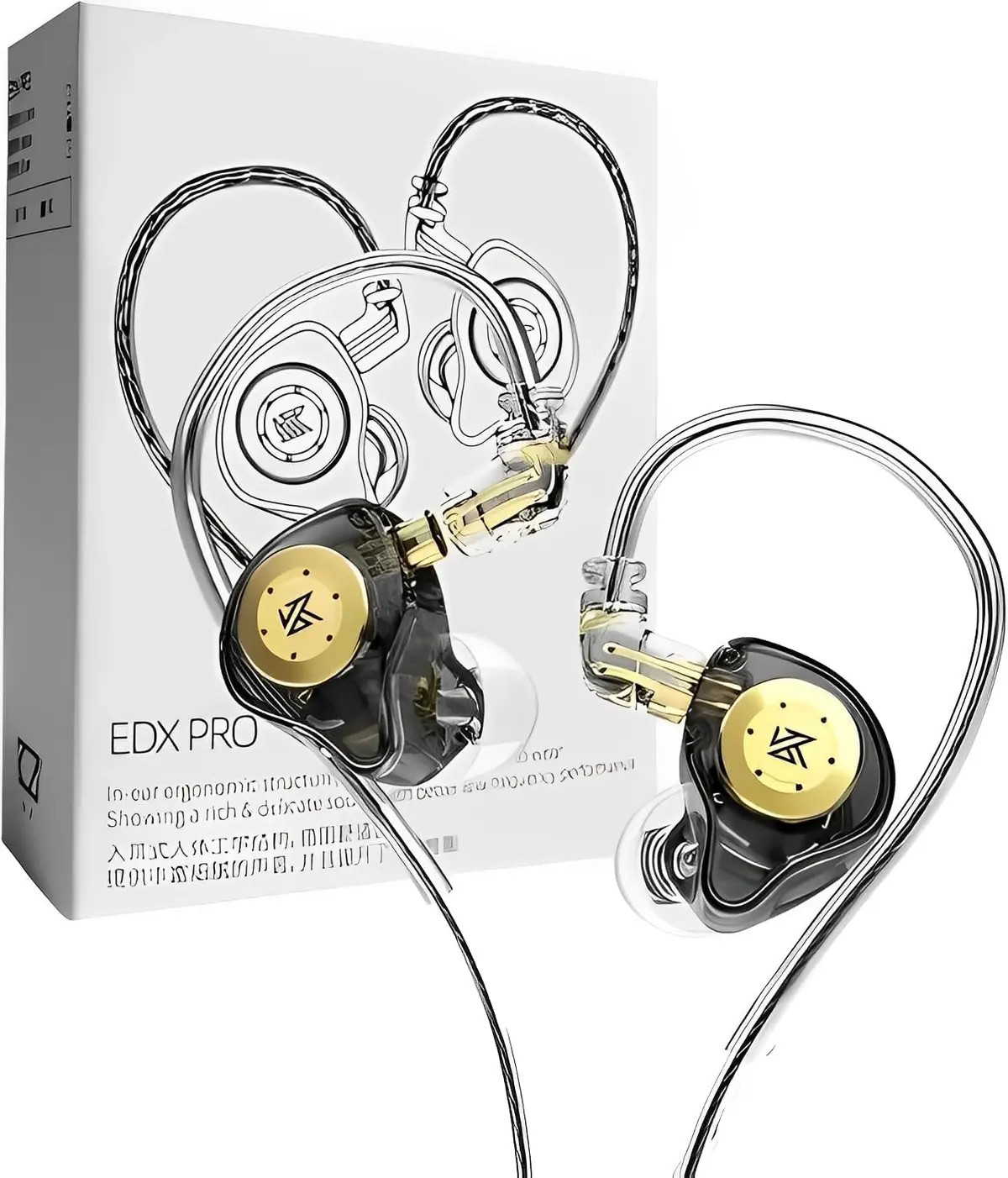 AlverSun KZA EDX Pro Fone Intra-auricular com Driver Dinâmico 10mm | Cabo Substituível, Para Cantores e Músicos, Alta Fidelidade, Monitoramento Vocal, Design Ergonômico