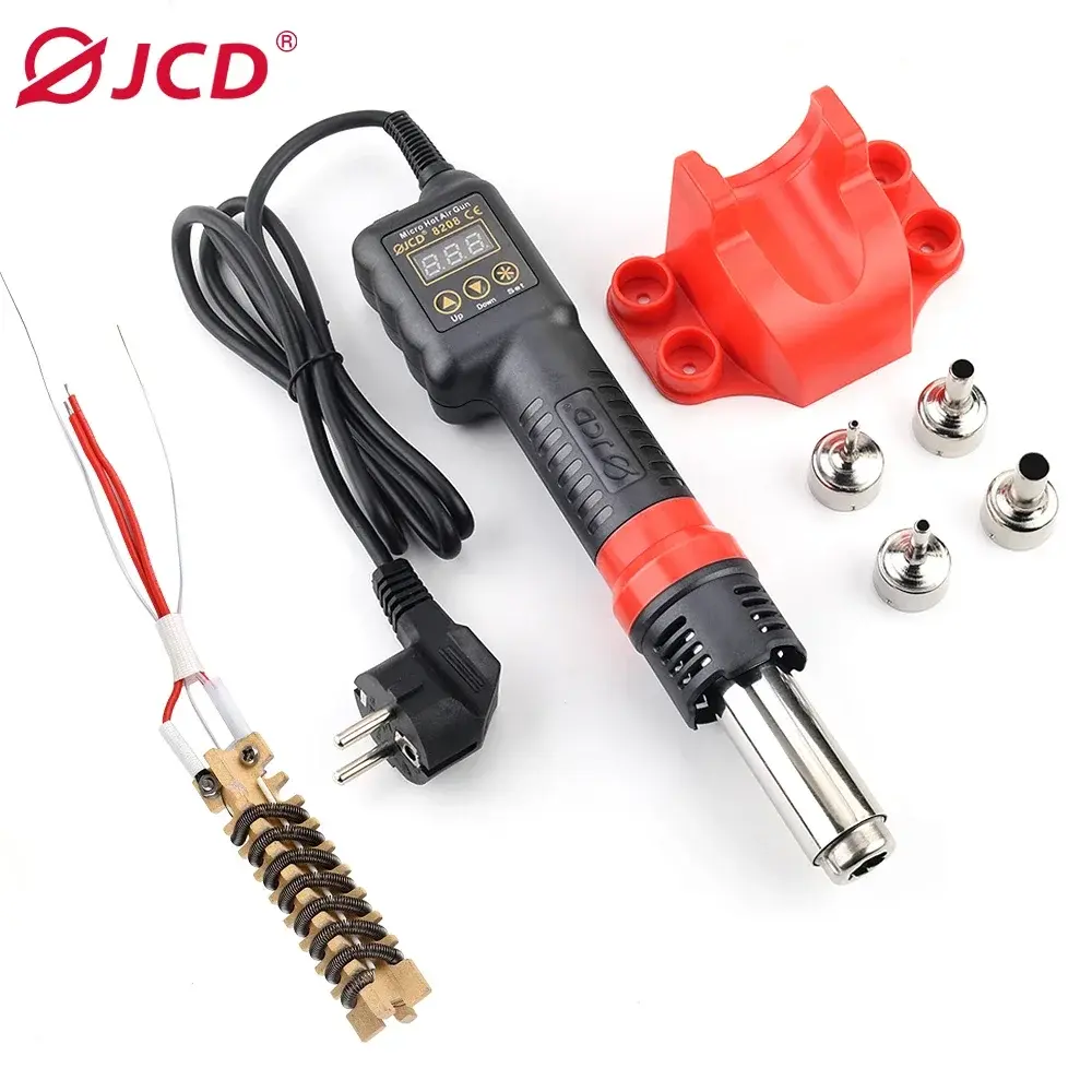 Jcd 750w micro pistola de ar quente 8208 portátil display lcd estação retrabalho pistola calor secador cabelo temperatura ajustável ferramentas soldagem bga