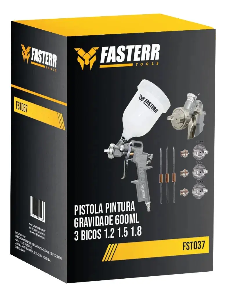 Pistola De Pintura Gravidade De Alta Pressão 600ml Fst037 Profissional Fasterr thumbnail 9