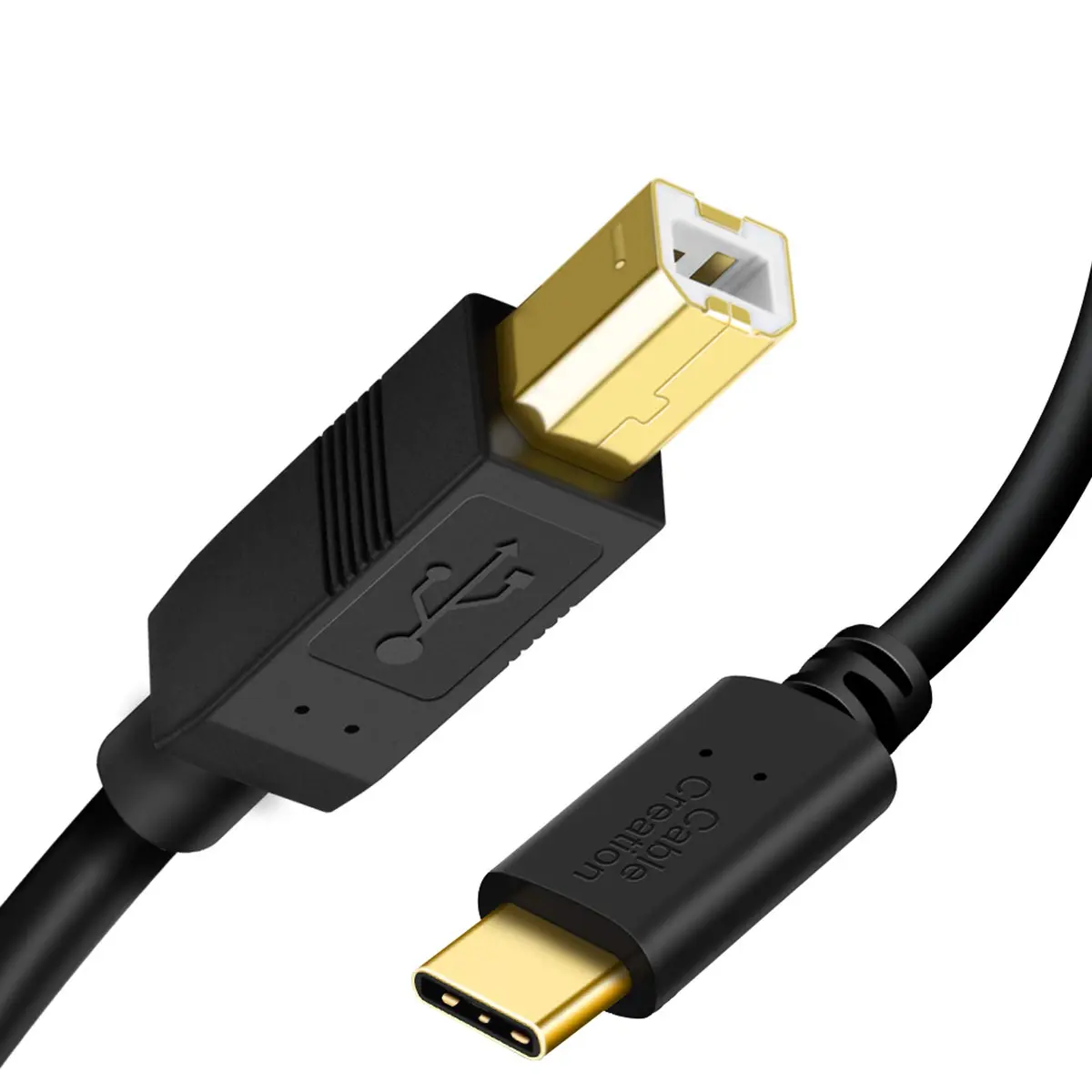 CableCreation Cabo USB B para USB C para impressora, 2 metros | cabo Tipo B para Tipo C para MacBook Pro, Air, cabo MIDI para piano digital Yamaha Casio, controlador de DJ, DAC, preto - 1