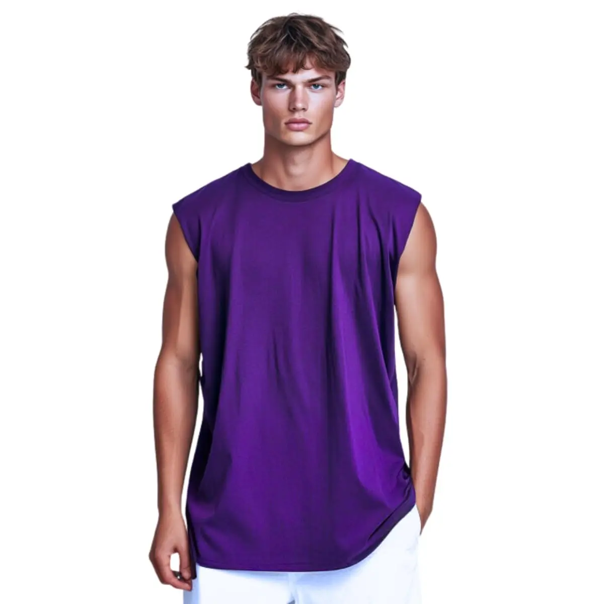Regata Masculina Oversized Longline Machão, Academia, Musculação, Treino
