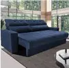 Sofá 3 lugares Cama inBox Clean com Assento Retrátil, Encosto Reclinável em Tecido Velusoft e 170cm de Largura - Azul - 1