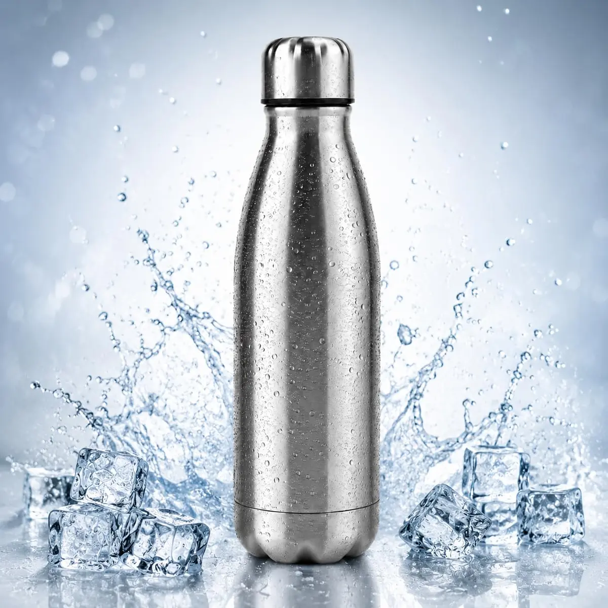 Garrafa de Aço Inox, Dupla Camada, Tampa Rosqueável, Antivazamento, 500ml, Premium