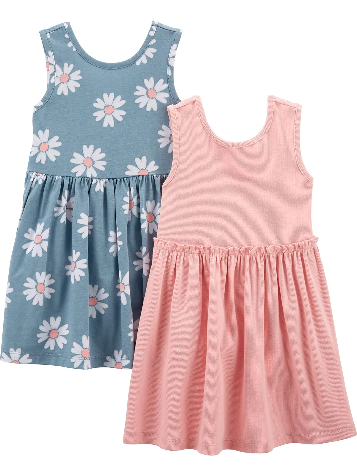 Simple Joys by Carter's Conjuntos de vestidos de manga curta e sem mangas para meninas, pacote com 2