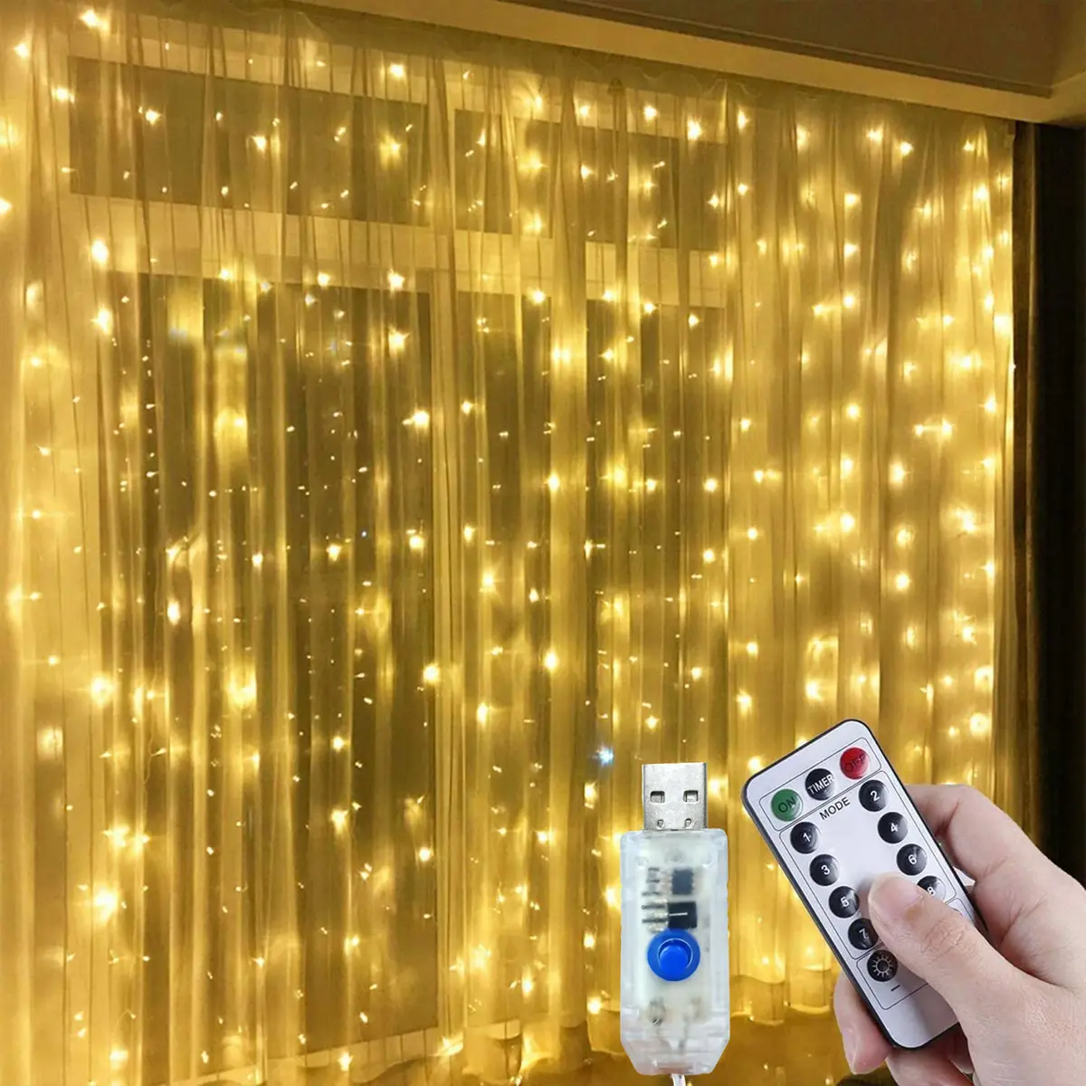 3M 300 Luz De Cortina LED 8 Modos De Iluminação Luzes De Fada De Fadas USB Para Decorações De Natal - 1