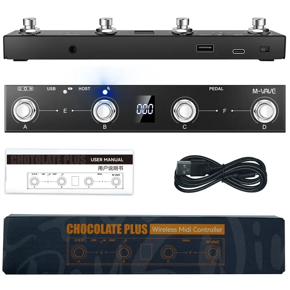 Controlador MIDI Sem Fio M-VAVE Chocolate Plus Pro Keyboard com 4 Botões e Pedal, Suporta Função de Controle de Interface MIDI Host - 1