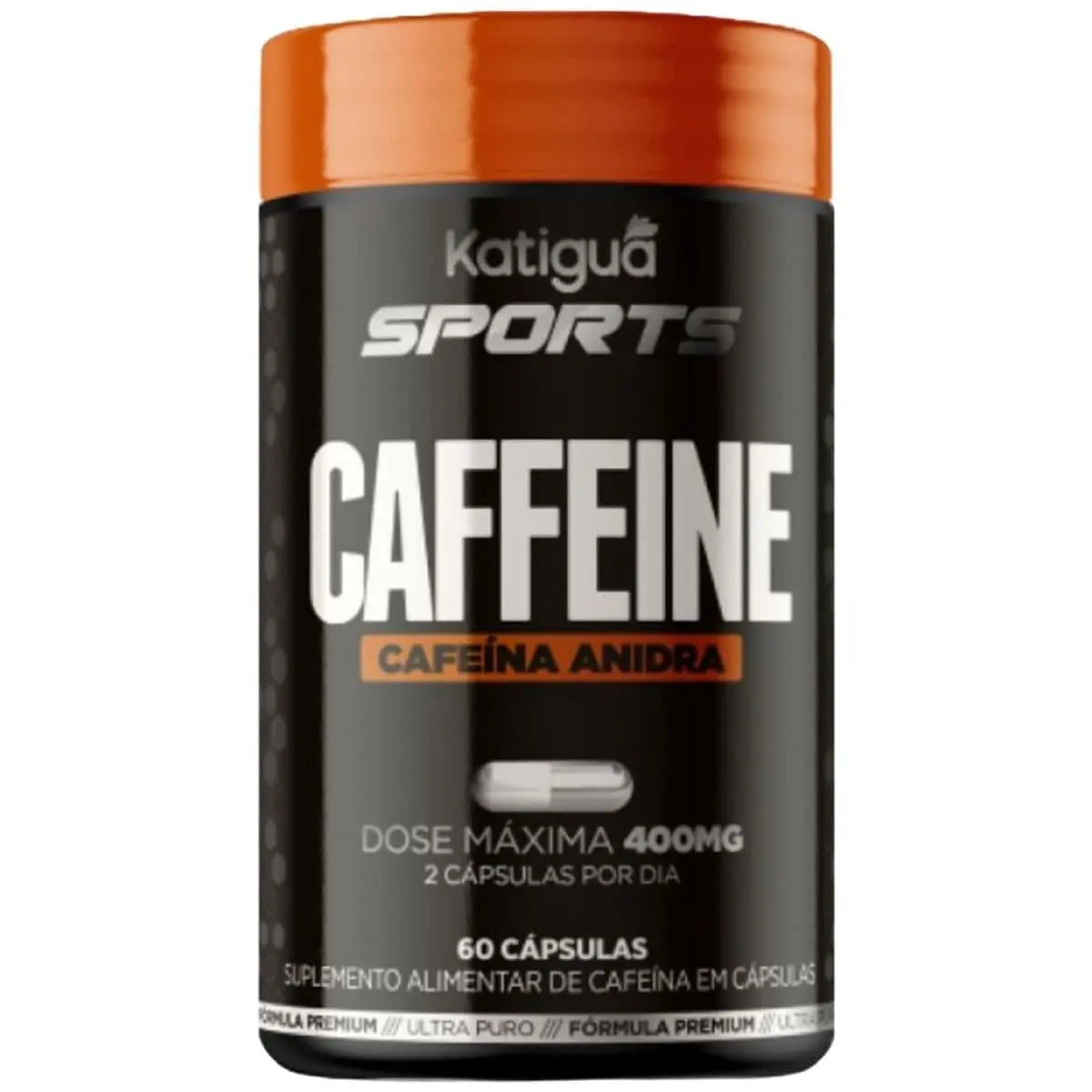 Katiguá, Caffeine, Cafeína Anidra, Sem sabor, Vegan products, 60 Cápsulas rígidas • 60 doses, Preto