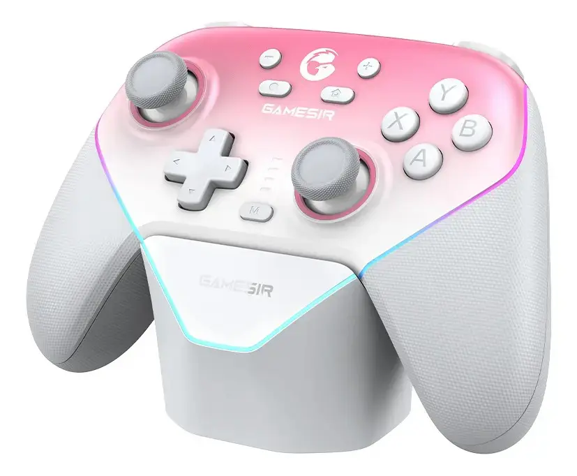 Controle Gamesir Super Nova Sem Fio Para Pc Switch Ios Android Celular Hall Effect Anti Drift Rgb Rosa