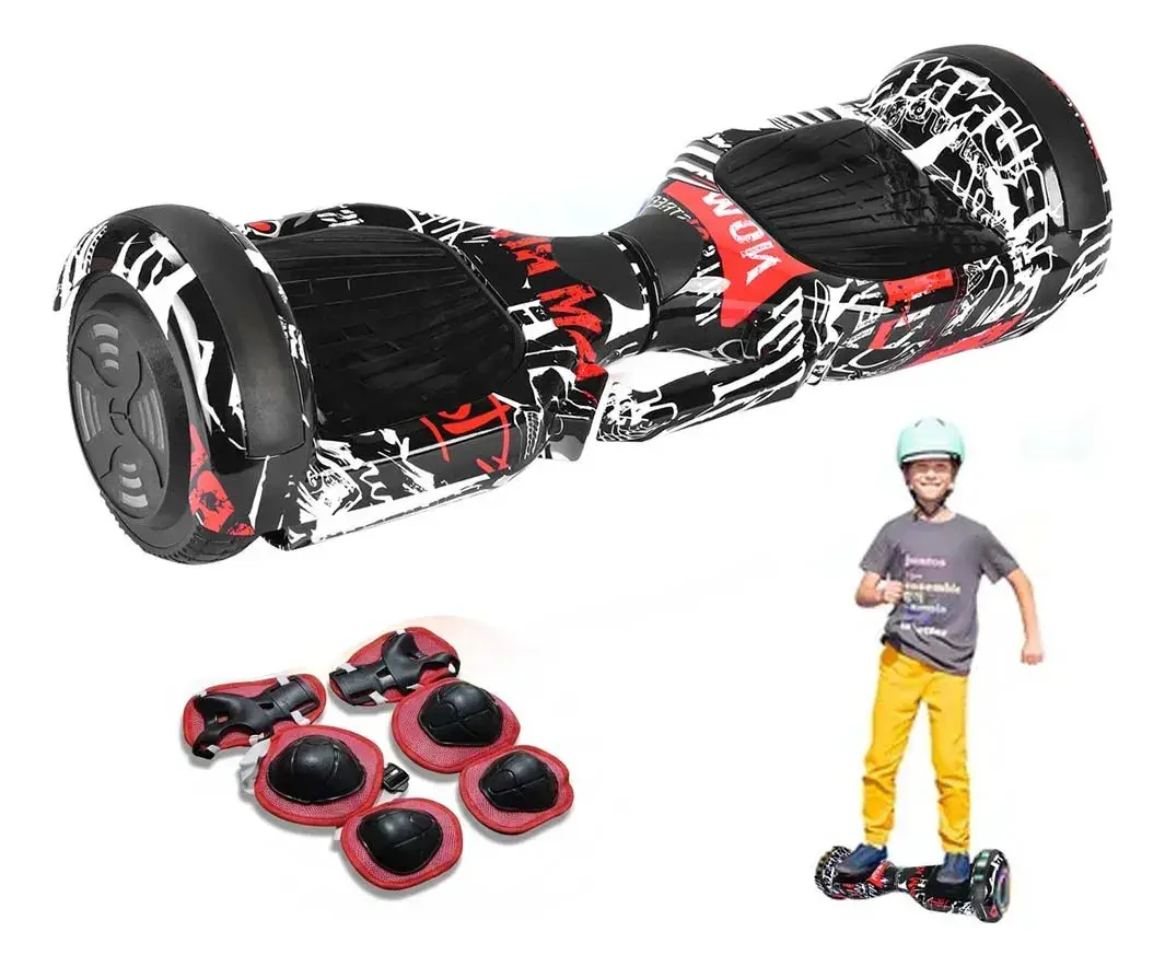 Hoverboard Skate Elétrico 6.5 Polegadas Com Led E Bluetooth Pirata