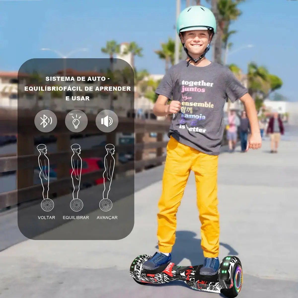 Hoverboard Skate Elétrico 6.5 Polegadas Com Led E Bluetooth Pirata thumbnail 3