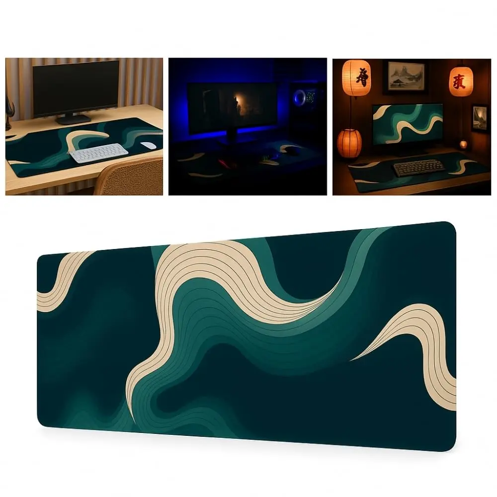 Mouse Pad Gamer Profissional 60x30 Premium Antiderrapante Impermeável Lavável Bordas Costuradas Setup Gamer (Verde)