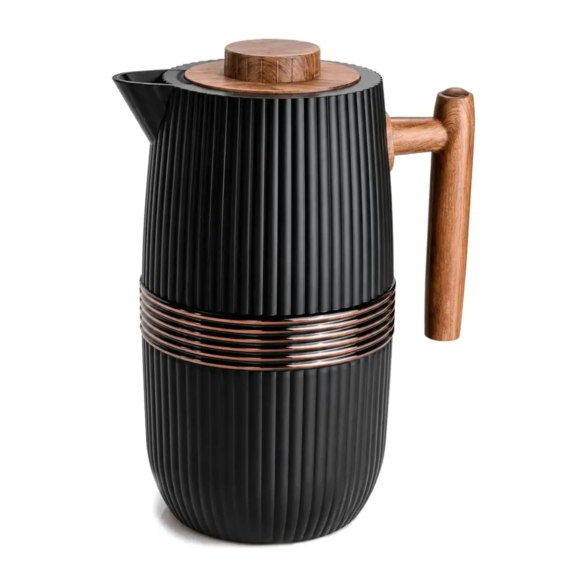 Garrafa Térmica Nero Wood Preta 1L para Café e Chá | Tampa Click, 1 Litro, Café e Chá, Cor Preta, Design Wood