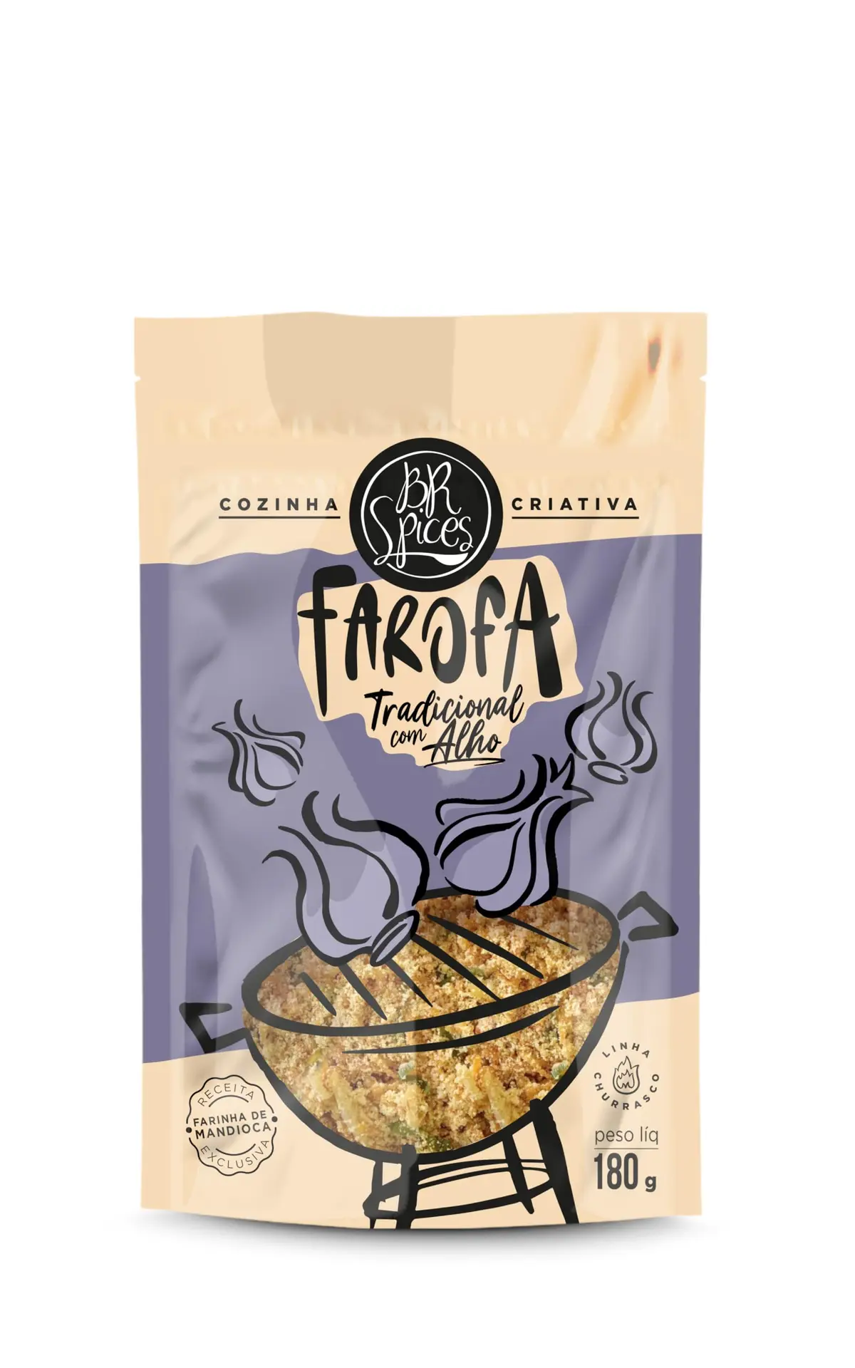 Br Spices, Farofa Temperada com Alho - Pouch 180g - 1