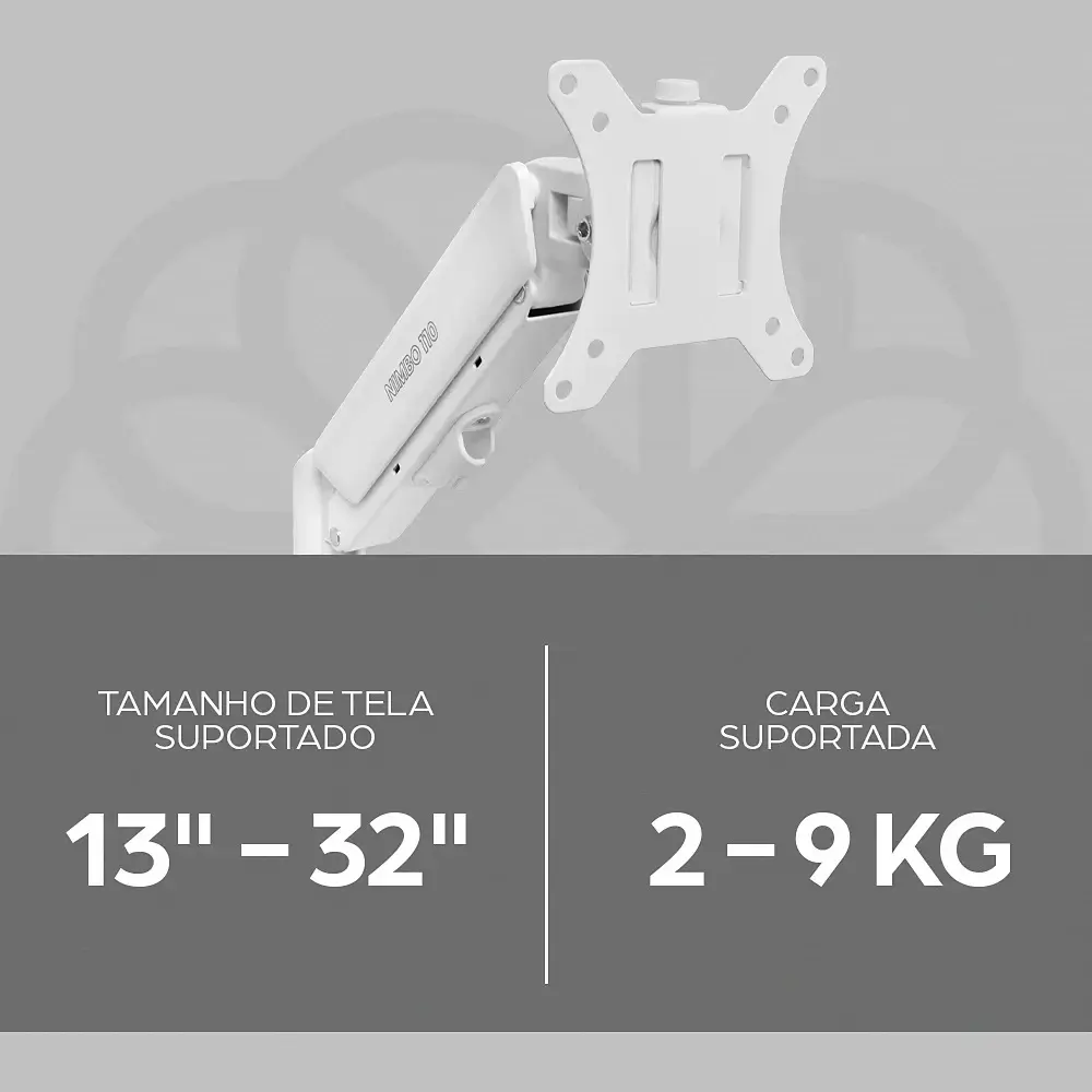 Suporte Articulado Para Monitor 13 a 32 Pistão a Gás Ajustável Zinnia Nimbo 110 Branco thumbnail 3