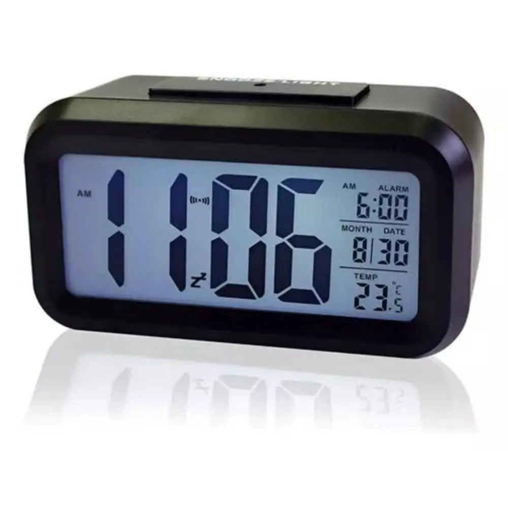 Relógio Digital de Mesa Despertador de Cabeceira Inteligente com Sensor de Temperatura Cabeceira Premium (Black) - 1