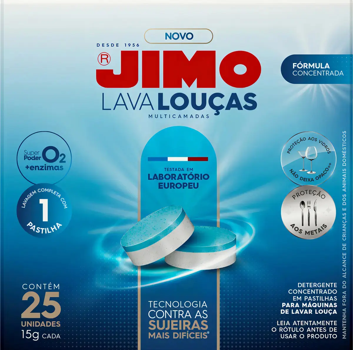 Detergente para Lava Louça Jimo Pastilhas Multicamadas com 25 Unidades
