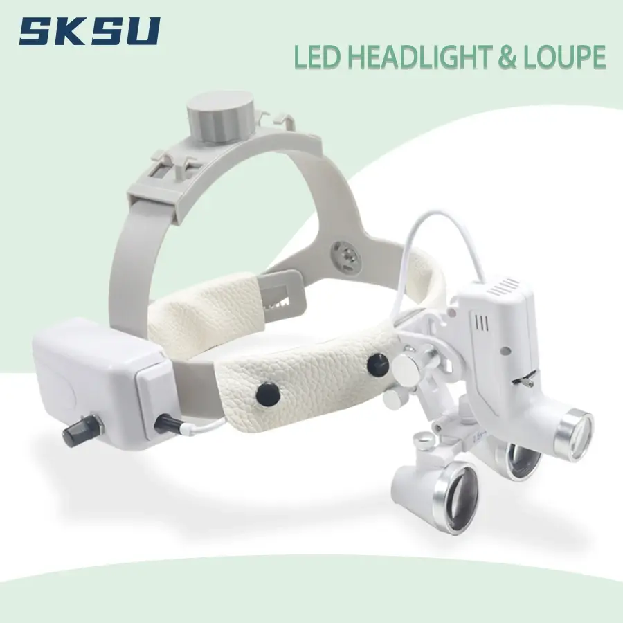 Led dental lâmpada de luz led lupas binoculares brilho ponto ajustável laboratório dental 5w farol para farol cirúrgico 2.5x 3.5x