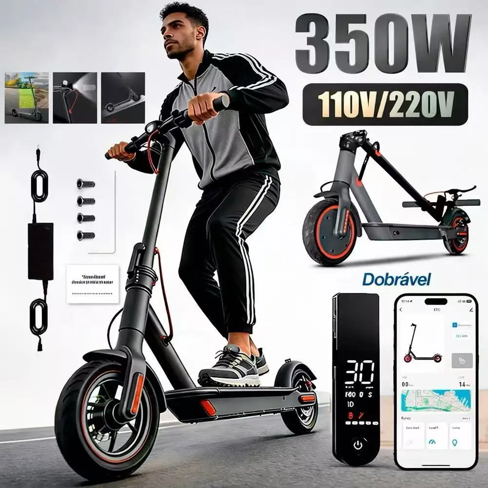 Patinete Elétrico Adulto 350W – Alta Velocidade, Bateria Longa e Suporta Até 150kg