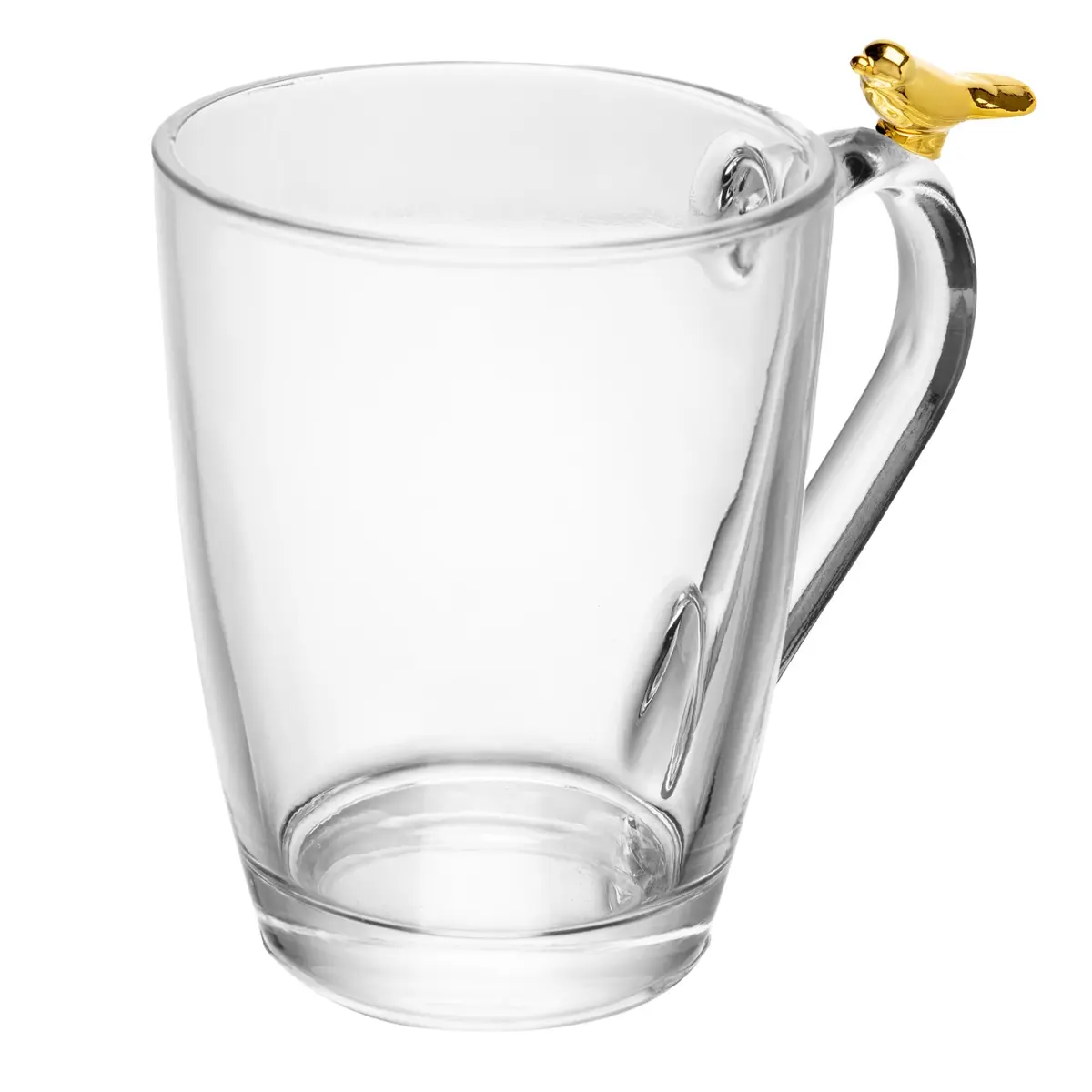 WOLFF - Caneca de Cristal Golden Bird, 300ml, Transparente, Caneca para Café e Chá, Design Moderno e Elegante em Cristal de Liderança