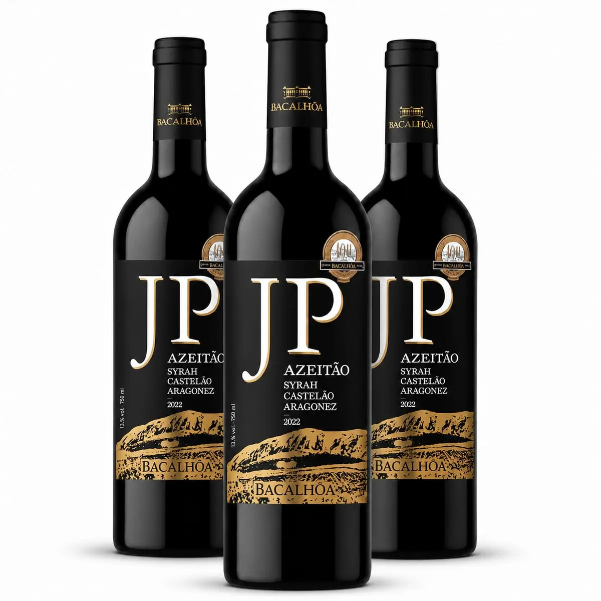Kit 3 Garrafas Vinho Tinto Português JP Azeitão Syrah Castelão Aragonez 750ml - 1