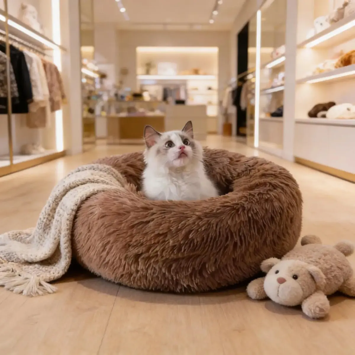 CAMA PET NUVEM CAMINHA DONUT PELUCIA REDONDA PELUCIADA M 50CM (CHOCOLATE) | MATERIAL RESISTENTE, PODE SER LAVADO NA MAQUINA, NÃO SOLTA PELOS, QUALIDADE PREMIUM - 1