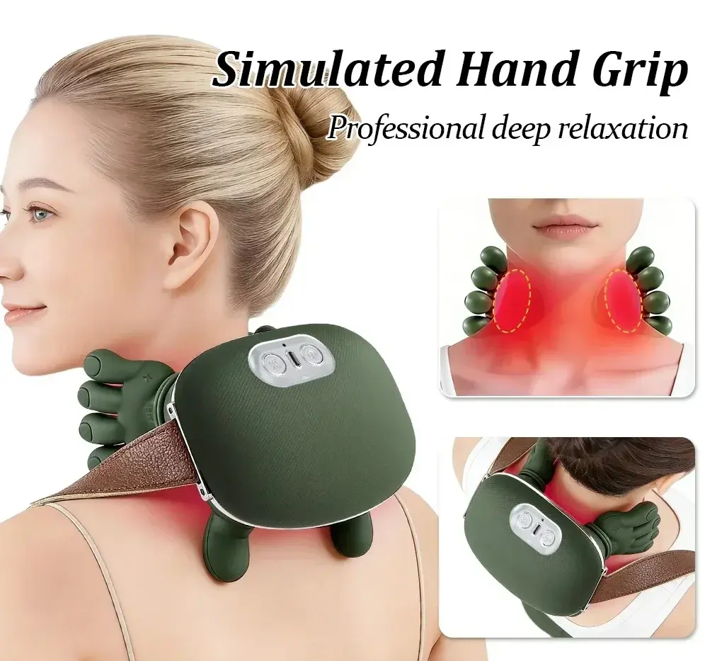 Massageador Portátil Inteligente para Pescoço e Ombros 2026 - Recarregável por USB, Bateria de Lítio, Presente Ideal para Homens e Mulheres