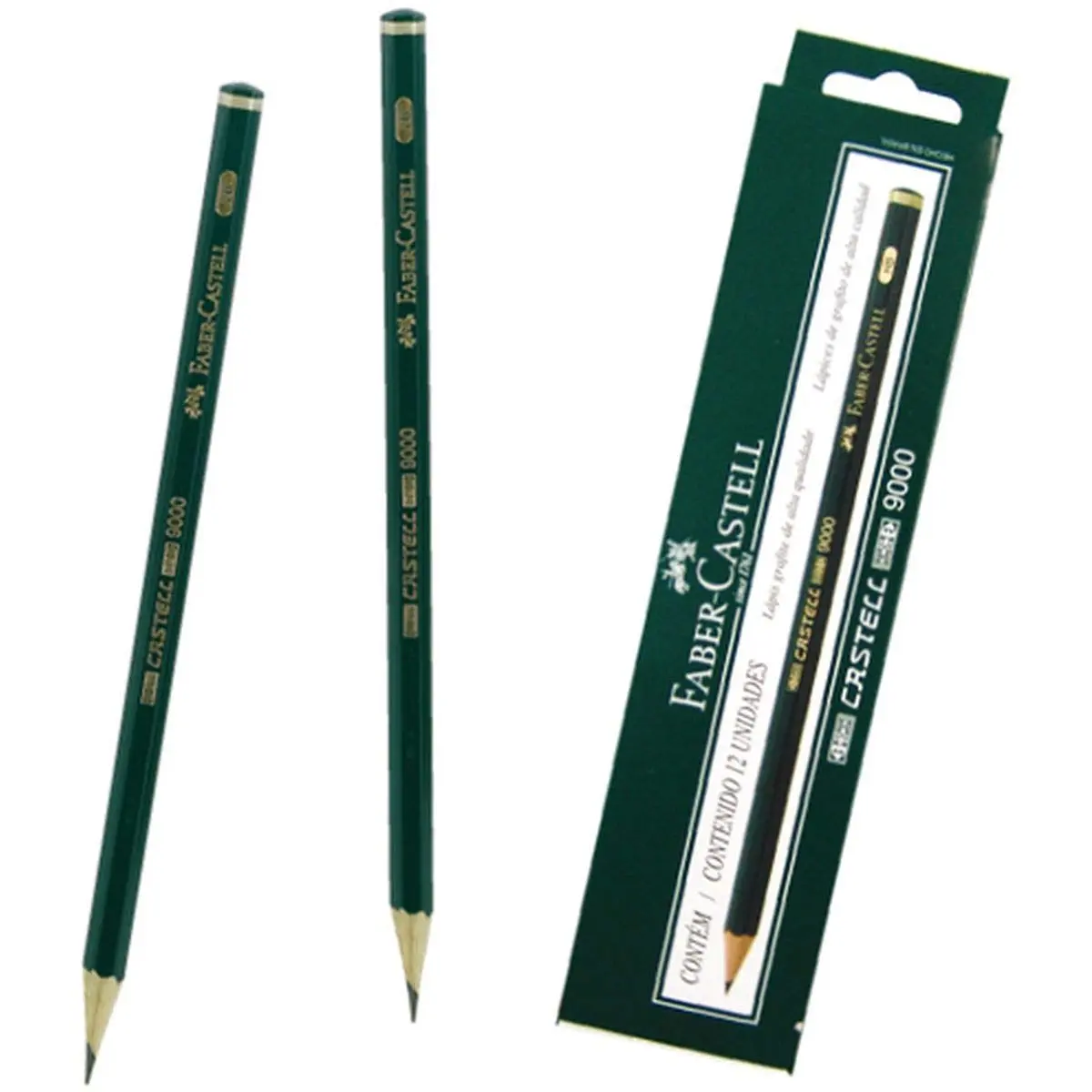 Lápis Grafite 2B, Faber-Castell, 90002B, EcoLápis, Linha Castell 9000, 12 Unidades, Multicor
