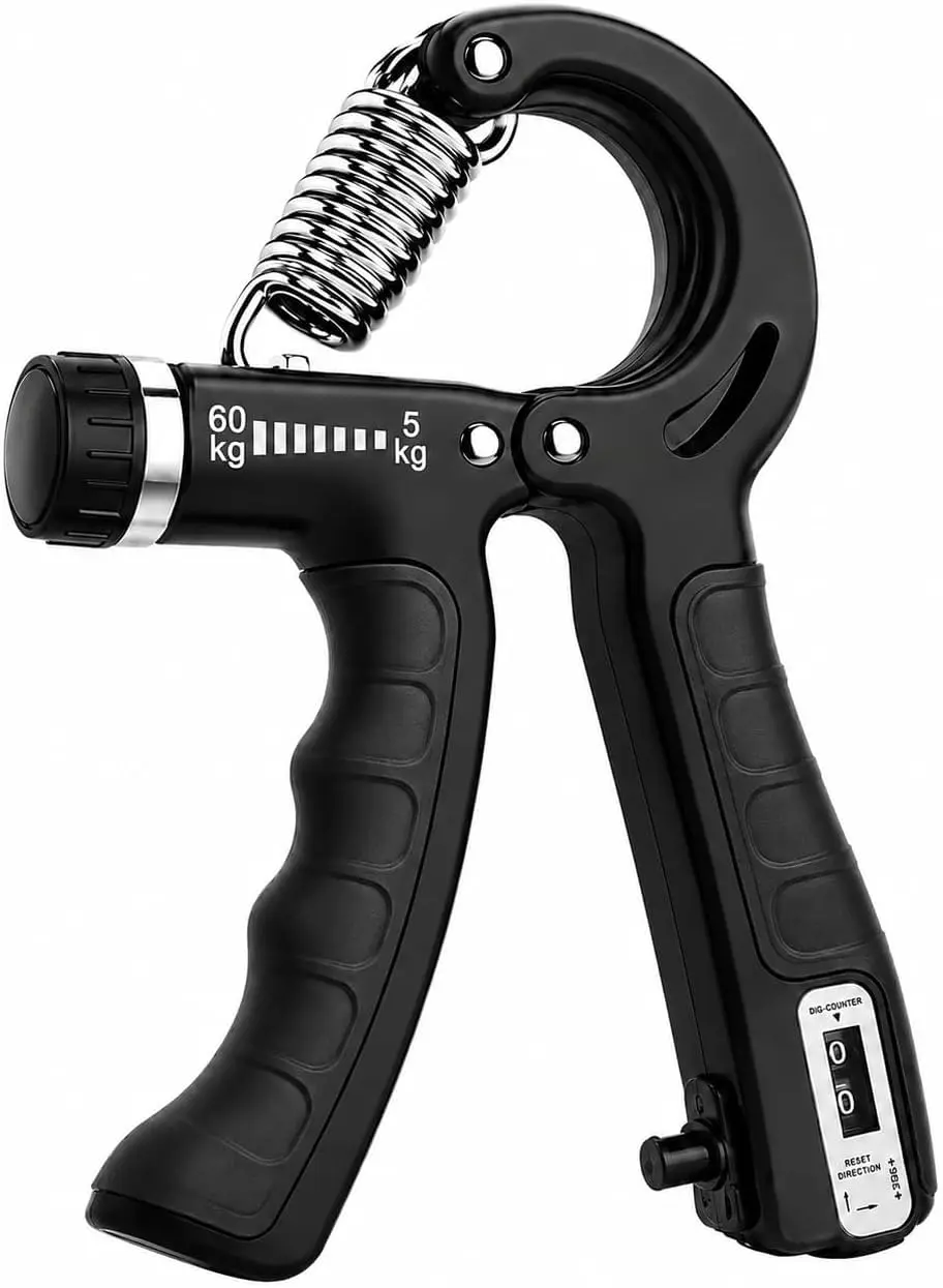 Hand Grip Ajustável Com Contador de Repetições Resistência de 5kg a 60kg para Musculação Fisioterapia e Reabilitação