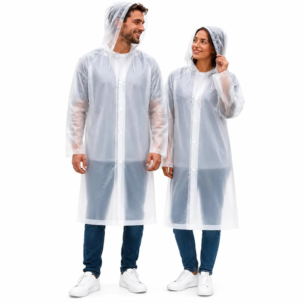 Capa De Chuva Adulto Impermeável Reutilizável Com Capuz E Botões Unissex Transparente Reforçada Em EVA Dobrável Para Eventos Camping Pesca Caminhadas E Dias Chuvosos