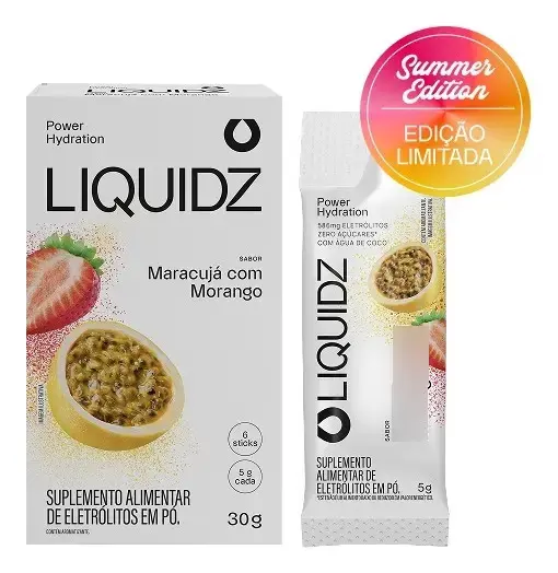 LIQUIDZ® Eletrólitos Zero Açúcar Maracujá E Morango 6 Sachês