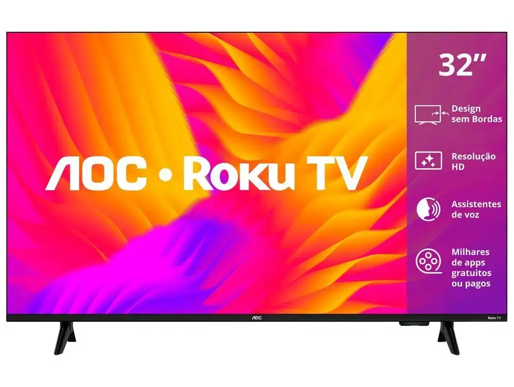 Smart TV 32" AOC HD DLED Série 5155 32S5155/78G Roku TV 2025 - 1