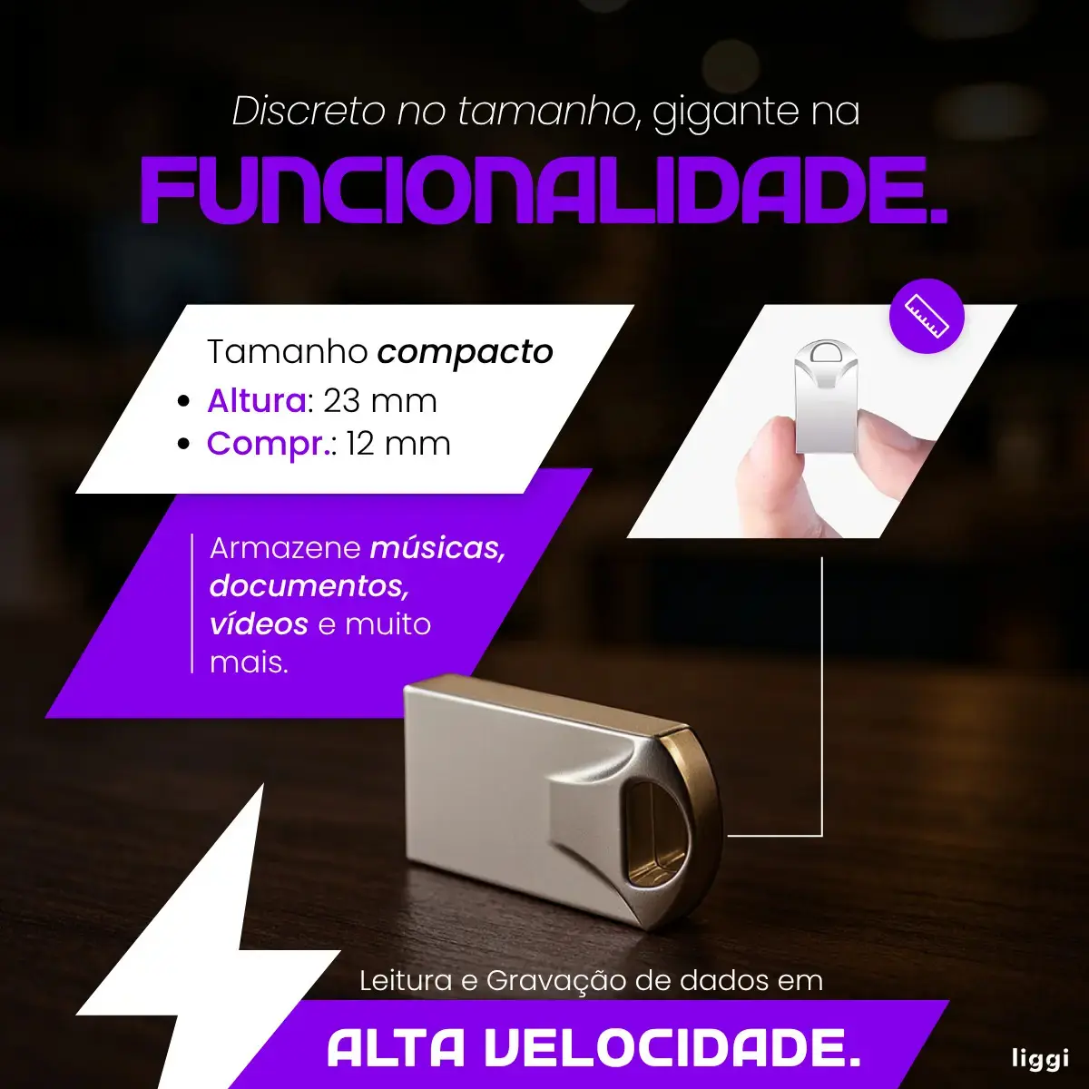 Pen Drive 128gb Mini Usb 2.0 Chaveiro Metalico Resistente Al Prateado thumbnail 3