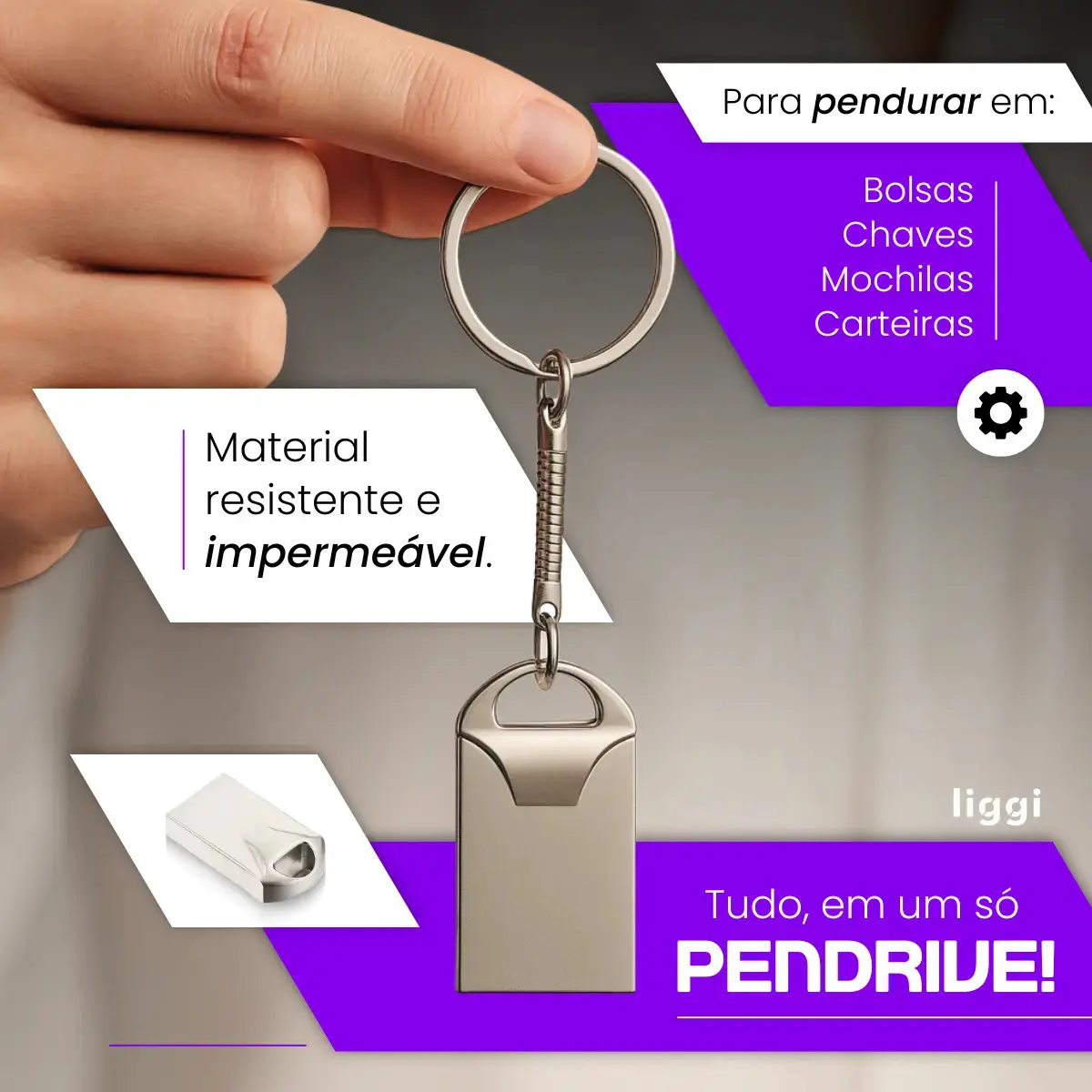 Pen Drive 128gb Mini Usb 2.0 Chaveiro Metalico Resistente Al Prateado thumbnail 5