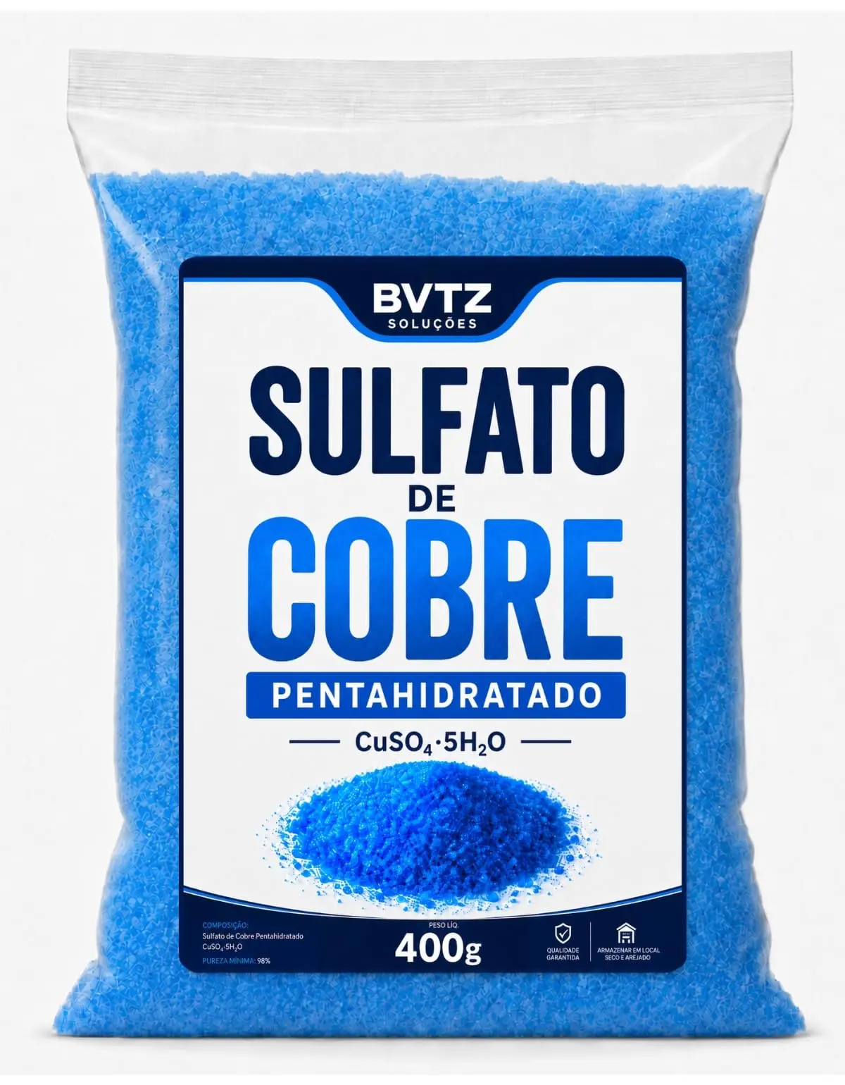 Sulfato De Cobre Pentahidratado 99,0% Puro Agricola Piscina Plantas Fungicida E Algicida