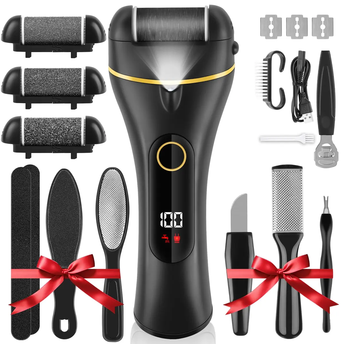 Kit de Remoção de Calos de Pé Elétrico, Removedor de Calos 10 em 1 Profissional Lixador de pé Elétrico Premium, Removedor de Calos Elétrico para Pés, Ferramentas Profissionais para Pedicure - 1