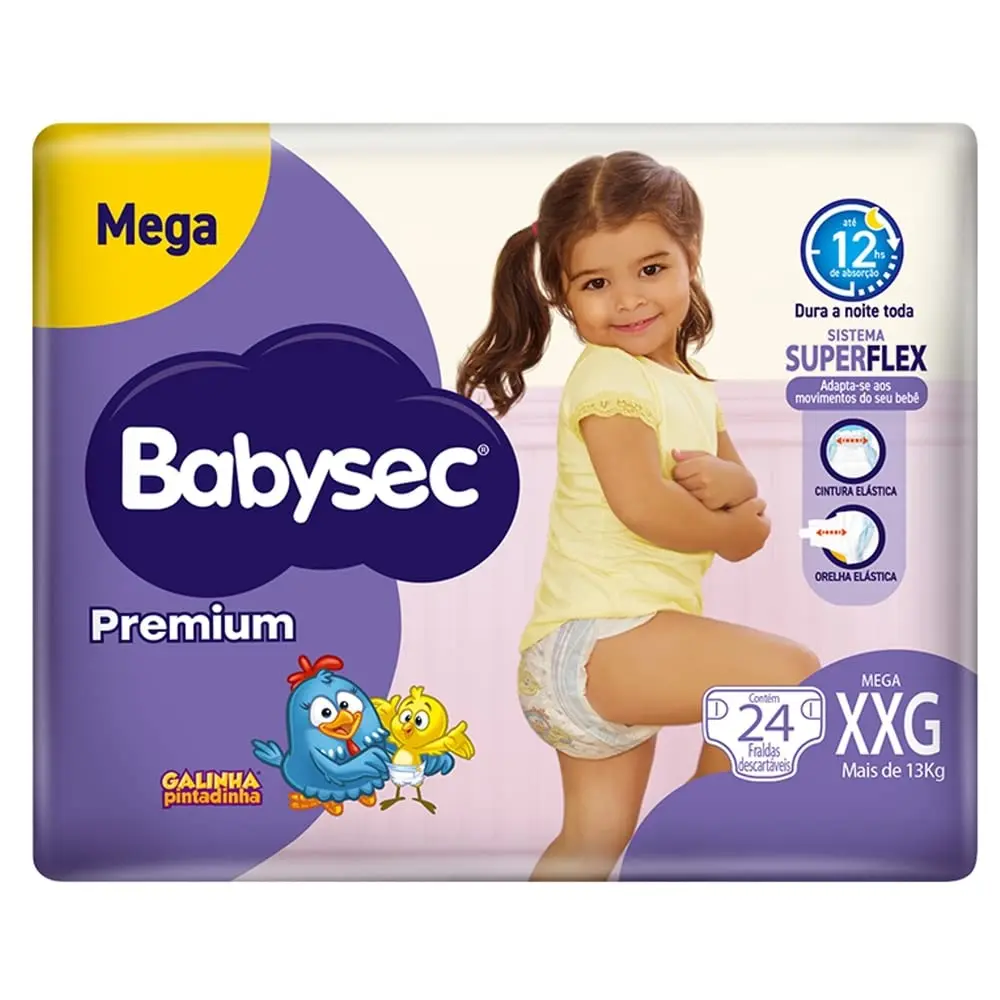 Babysec Fralda Galinha Pintadinha Premium Xxg 24 Unidades Cor: Branco