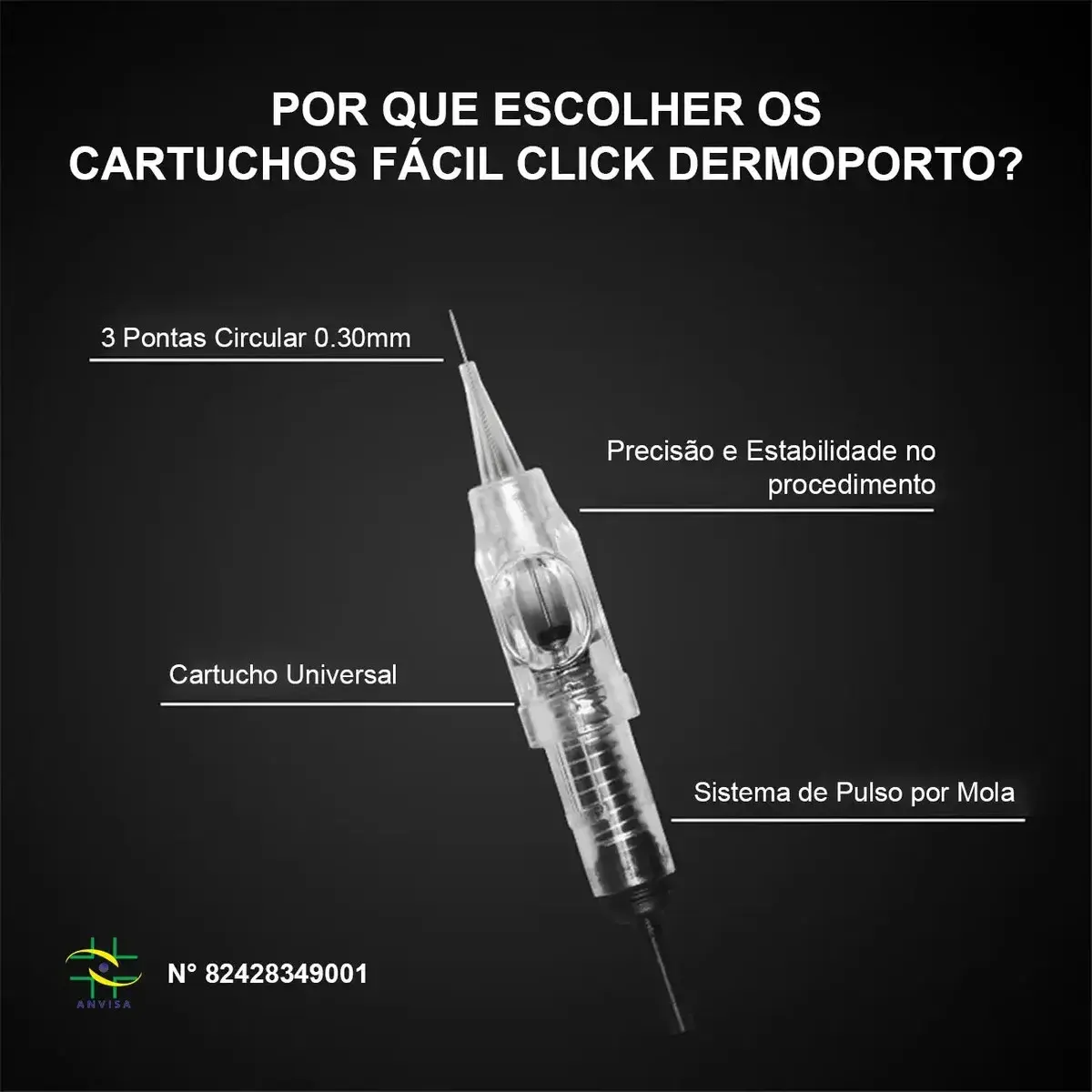 AGULHA EASY CLICK 3RL 0.30MM DERMOPORTO PREMIUM | CX C/ 10 UNIDADES | CARTUCHO FÁCIL CLICK PARA DERMÓGRAFO MICROPIGMENTAÇÃO DE SOBRANCELHAS E LABIAL | MICROBLADING | FIO A FIO | SHADOW | 03 PONTAS thumbnail 3