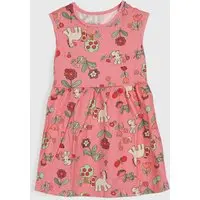 Vestido Brandili Estampa Floral e Animal Colorido Rosa
