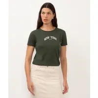 camiseta de algodão new york verde militar - 1