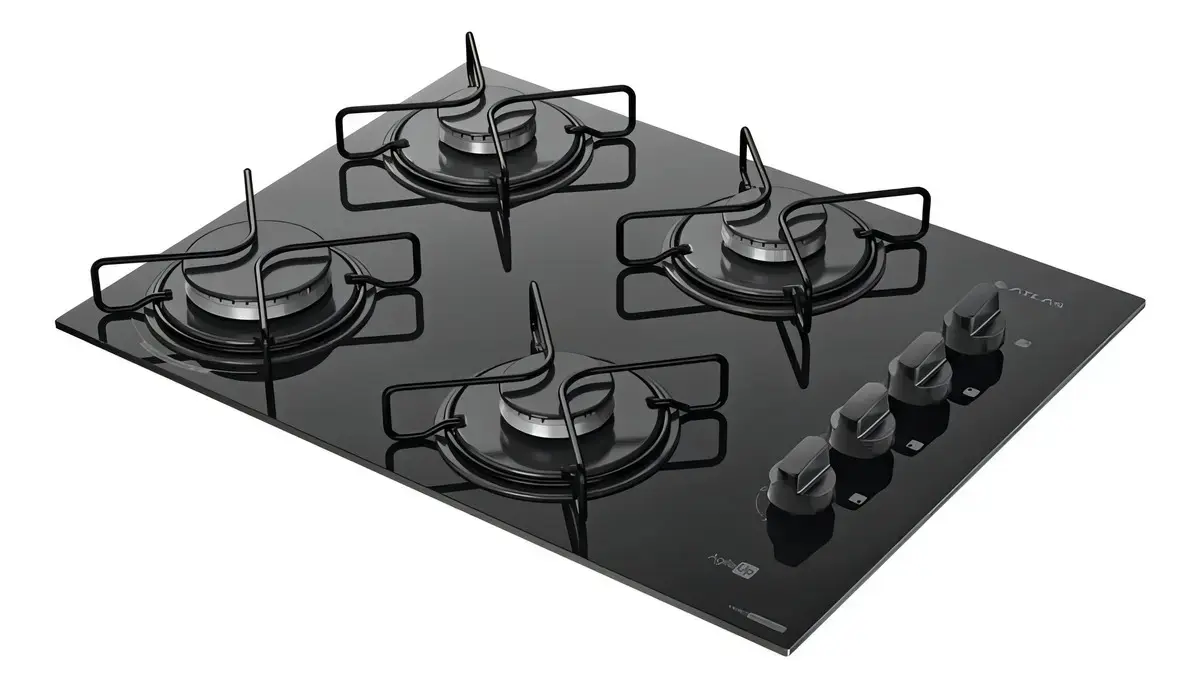 Cooktop 4 Bocas Atlas Agile Up Mesa Vidro Mega Chama Bivolt thumbnail 2