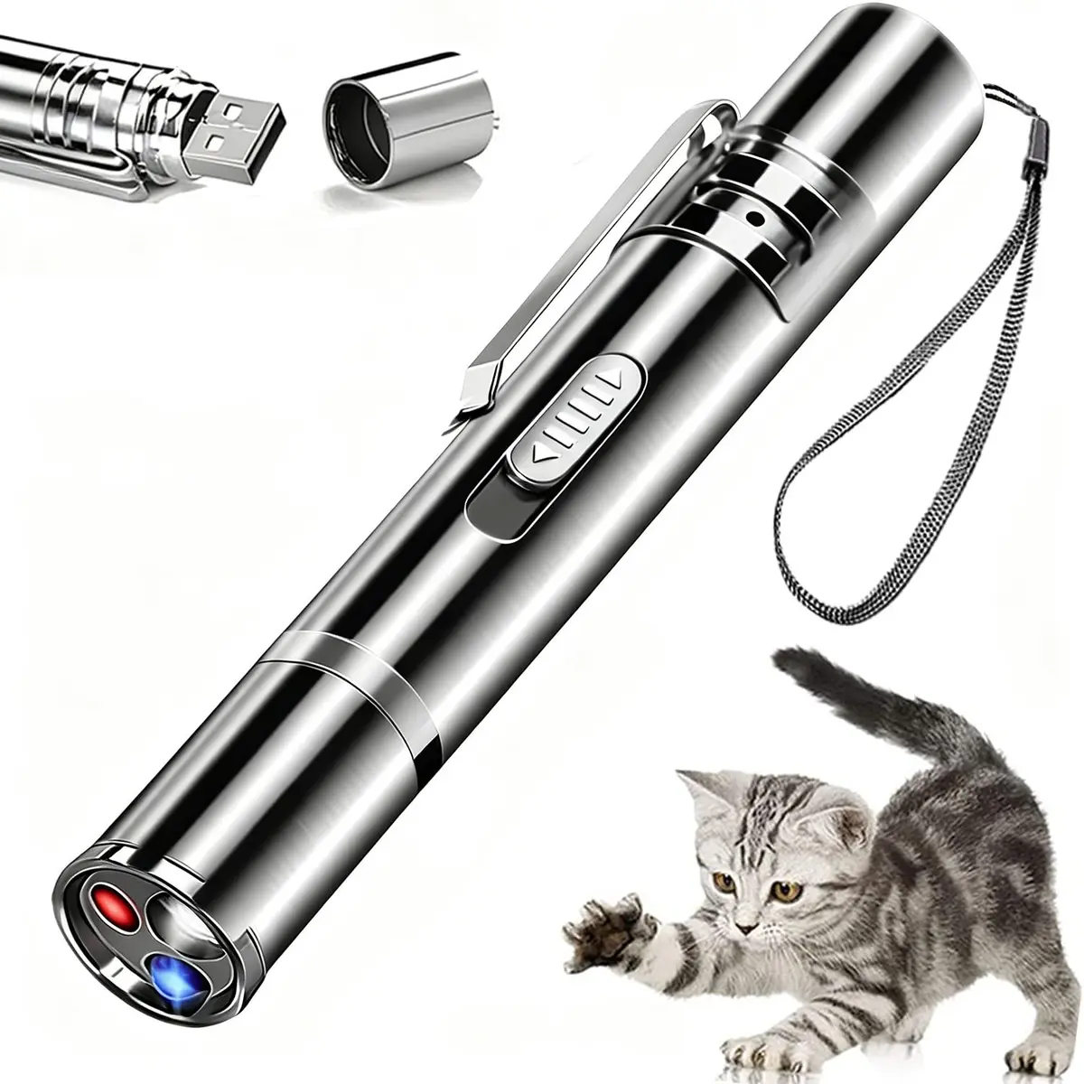 Brinquedos para gatos, recarregável por USB, 3 modos de luz e 5 padrões | Brinquedo interativo portátil para gatos e gatos para jogos divertidos de perseguição e exercícios.