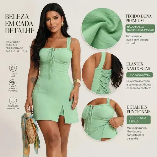 Macaquinho Feminino Camponesa Com Bojo Moda Verão Short Saia