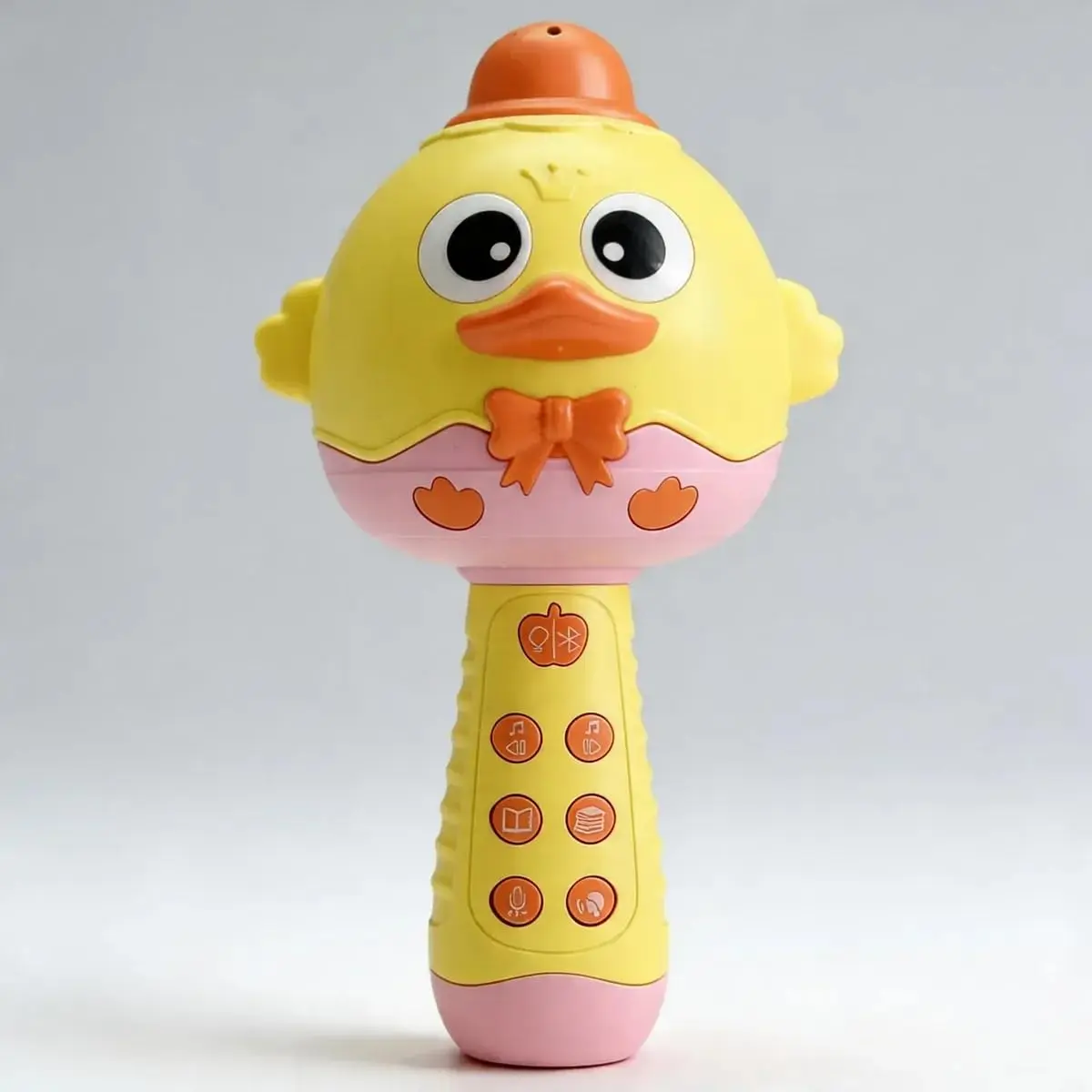 Microfone Infantil Bluetooth Karaokê Recarregável com Luz LED e Som, Brinquedo Educativo Musical que Conta Histórias e Músicas, Design Passarinho, Presente Criativo para Crianças - AMARELO
