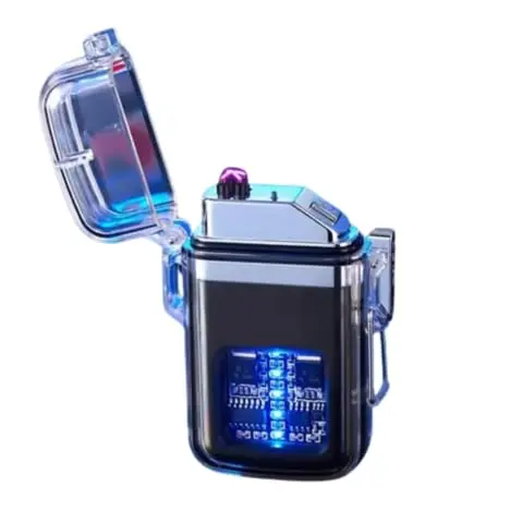 Isqueiro Recarregável Tipo C de Plasma Portátil Bivolt Acendedor de Arco Duplo Elétrico a Prova de Vento Ar Livre Ideal Para Acampamentos Linha PREMIUM SYANG (PRETO) - 1