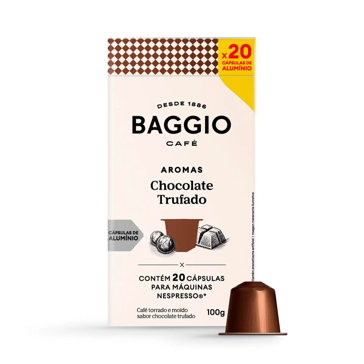 Cápsulas de Café Baggio Café Aroma Chocolate Trufado, compatível com Nespresso, contém 20 cápsulas - 1