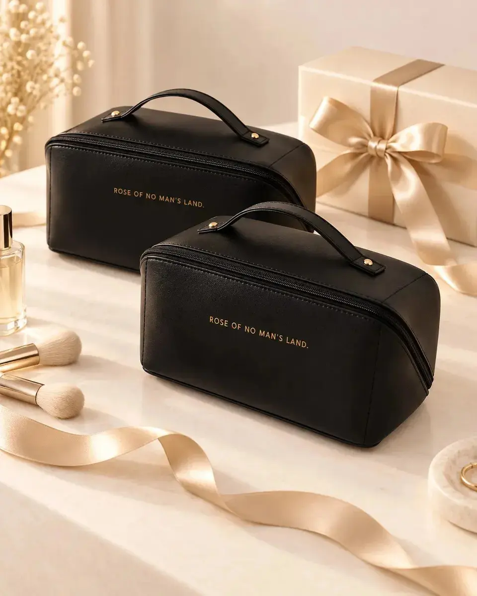 Kit 2 Necessaire Feminina Maquiagem Viagem Bolsa Organizador Grande Blogueira Cor Preto e Preto