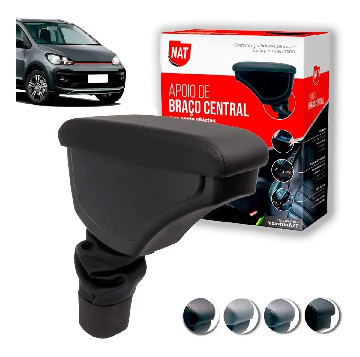 Apoio De Braço Volkswagen Up 2014 Até 2021, Nat, 100709, Preto/Linhas Pretas - 1