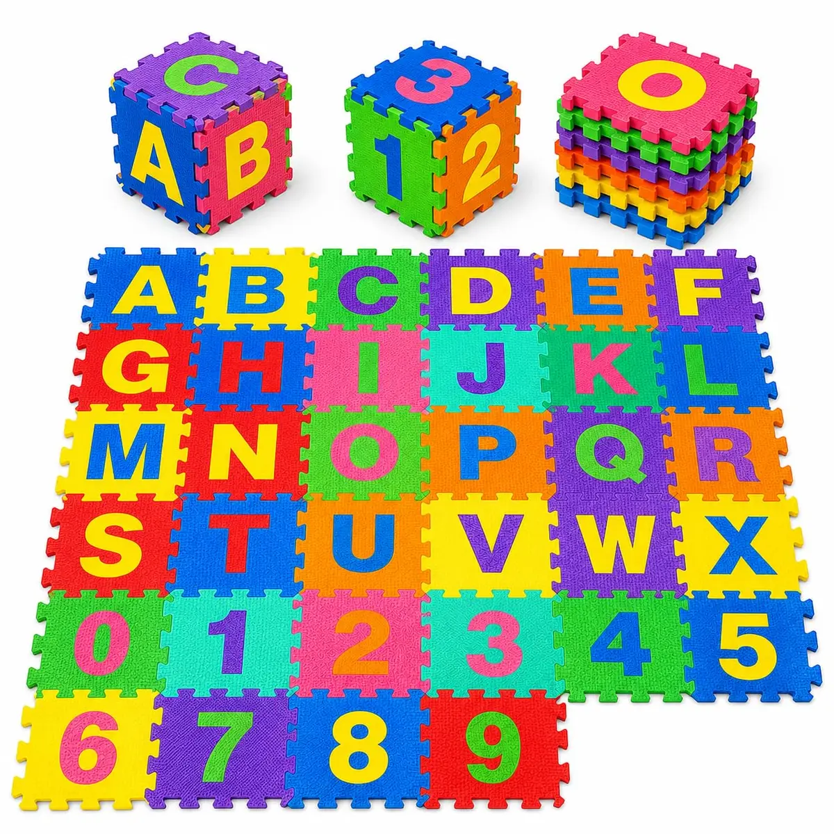 Tapete Tatame EVA Infantil Alfabeto 36 Peças 28x28cm Espessura 8mm